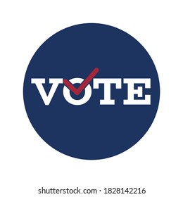 Vote badge logo with circle and star in blue and red colour