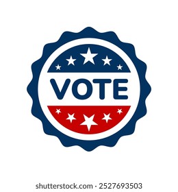 Vote badge. Presidential election day in the United States. Vote 2024. Election 2024 USA isolated background. Vector illustration.