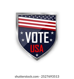 Vote badge shield. Presidential election day in the United States. Vote 2024. Election 2024 USA isolated background. Vector illustration.