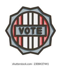 Vote Badge Thick Line Filled Colors For Personal And Commercial Use.
