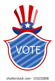 vote badge under uncle sam vector - Election Day Vector Illustration