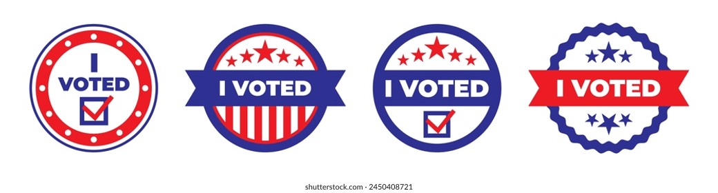 Vote bagdes set. Election sticker collection. Circle label voting sign.