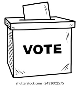 Vote Ballot Box Doodle Drawing Vector Icon