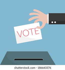 Vote ballot with box. Vector illustration.