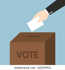 Vote ballot with box. Vector illustration, flat design