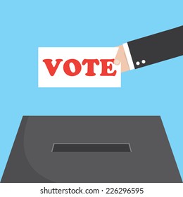 Vote ballot with box. Vector illustration.