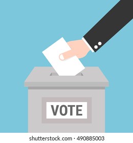 Vote ballot with box. Vector illustration, flat design