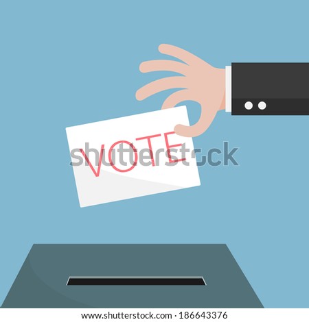 Vote ballot with box. Vector illustration.