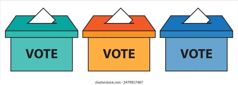 Vote ballot box for voting line art vector icon for apps and websites.