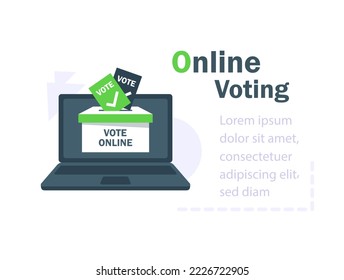 Vote ballot going into a box in laptop screen. Online, electronic voting concept. Your vote matters concept