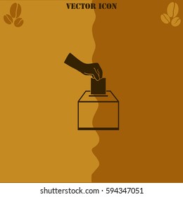 Vote ballot vector  icon. Coffee symbol background.