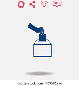 Vote ballot vector icon on grey background.
