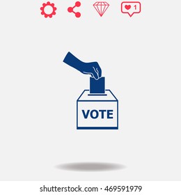 Vote ballot vector icon on grey background.
