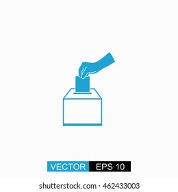 Vote ballot vector. Isolated blue icon on white background.