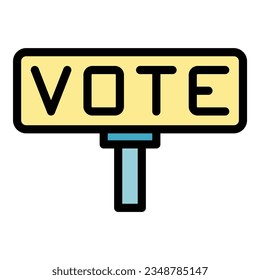 Vote banner icon outline vector. Digital poll. Ballot election color flat