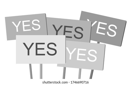 Vote banners with word Yes