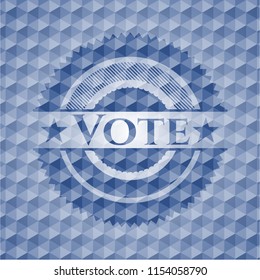 Vote blue badge with geometric pattern.
