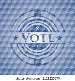 Vote blue polygonal badge. Vector Illustration. Detailed. 