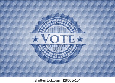 Vote blue polygonal emblem.
