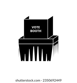 Vote booth icon in black fill style. Vector illustration of election and voting design element in trendy style. Editable graphic resources for many purposes.