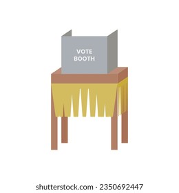 Vote booth on table in colored icon style. Bilik suara. Vector illustration of election and voting design element in trendy style. Editable graphic resources for many purposes.