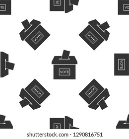 Vote box or ballot box with envelope icon seamless pattern on white background. Flat design. Vector Illustration
