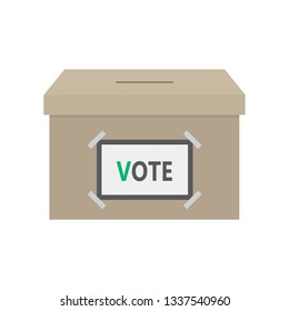 Vote box or ballot box icon with long shadow. flat design.