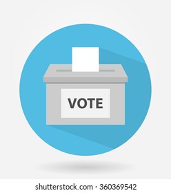 Vote box or ballot box icon with long shadow. flat design