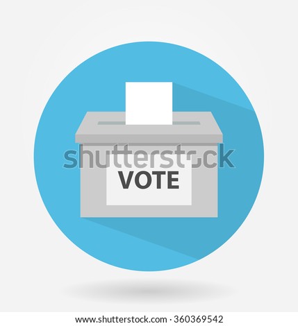 Vote box or ballot box icon with long shadow. flat design