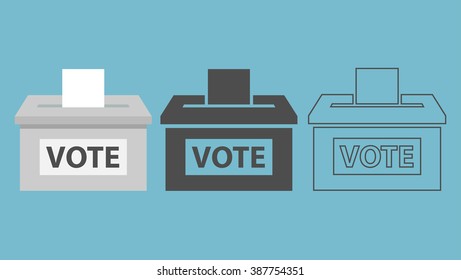 Vote box or ballot box icon in three different style