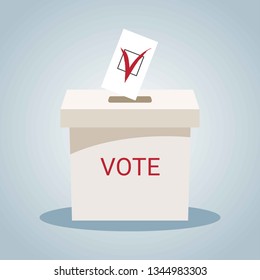 Vote box with checklist. Election ballot box