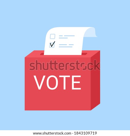 Vote box with checklist. Putting paper in ballot box. Election concept. Flat design vector illustration, can be use for landing page, web, ui, banner, flyer, poster, template.