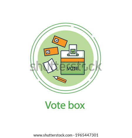 Vote box concept line icon. Voting form with check mark in ballot box. Choice, vote concept. Democracy. Parliamentary or presidential elections.Vector isolated conception metaphor illustration