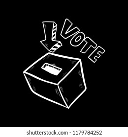 vote box doodle icon vector flat black