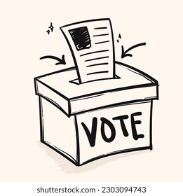 vote box doodle icon vector