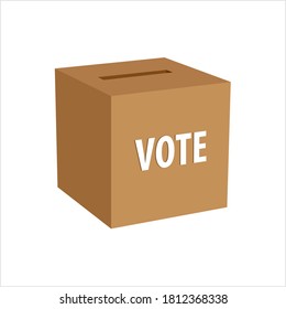 Vote Box Icon, Ballot Box Icon, Secured Narrow Slot On Top Sealed Container Use To Collect Ballot Paper Vector Art Illustration