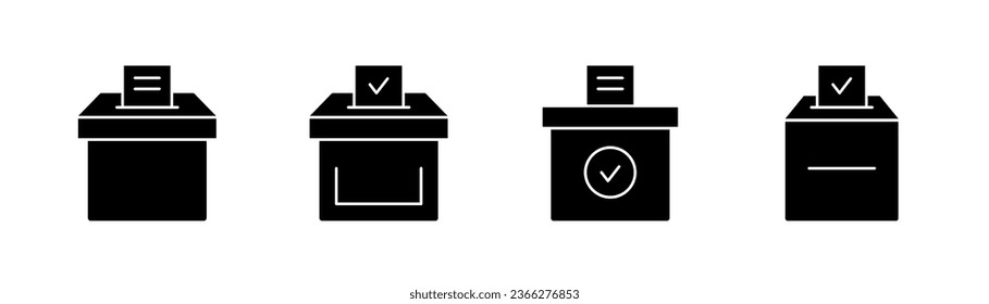 Vote box icon in glyph. Election box icons set. Black vote bulletin icon. Voting box in glyph. Stock vector illustration.