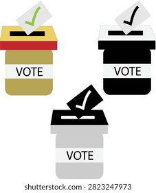 Vote box icon set of 3