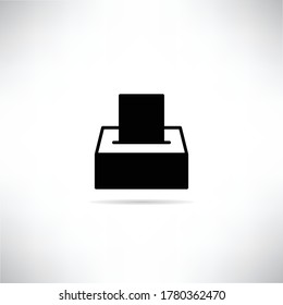 vote box icon with shadow on gray background vector