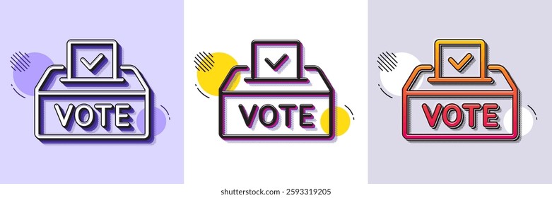 Vote box line icon. Halftone dotted pattern. Gradient icon with grain shadow. Voting ballot sign. Public election symbol. Line vote box icon. Various designs. Vector