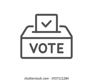 Vote box line icon. Voting ballot sign. Vector