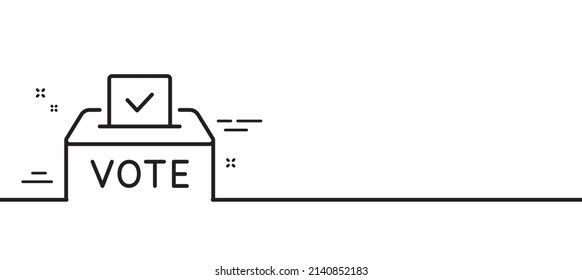 Vote Box Line Icon. Voting Ballot Sign. Public Election Symbol. Minimal Line Illustration Background. Vote Box Line Icon Pattern Banner. White Web Template Concept. Vector