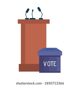 Vote box and podium design, President election government and campaign theme Vector illustration