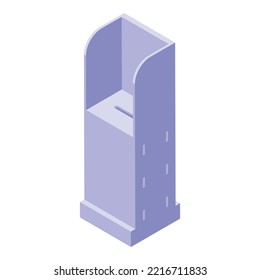 Vote box register icon isometric vector. Character election. Ballot man