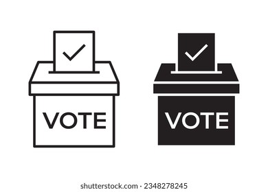 Juego de iconos vectoriales de la caja de votación. Símbolo de papel de votación