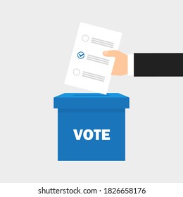 Vote box vector illustration. American banner with vote 2020 for concept design. Poster patriotism design.