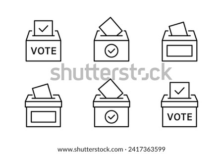 Vote bulletin icon set. Election vote icons. Vote box. Ballot icon collection