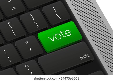 Vote button. Computer Keyboard. Word on pc computer keyboard. Vector illustration.
