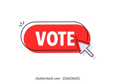 Vote button with cursor. Pointer click. Vector web button.