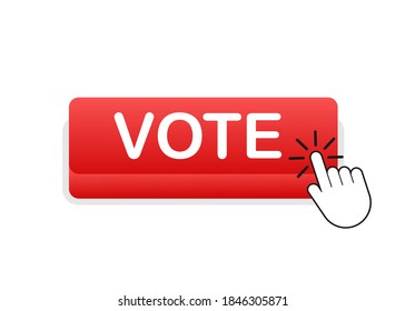 Vote button. Hand click icon. Finger click icon. Vector stock illustration.